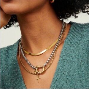 New! Anthropologie Two Tone Carabiner Necklace (2003) NWOT